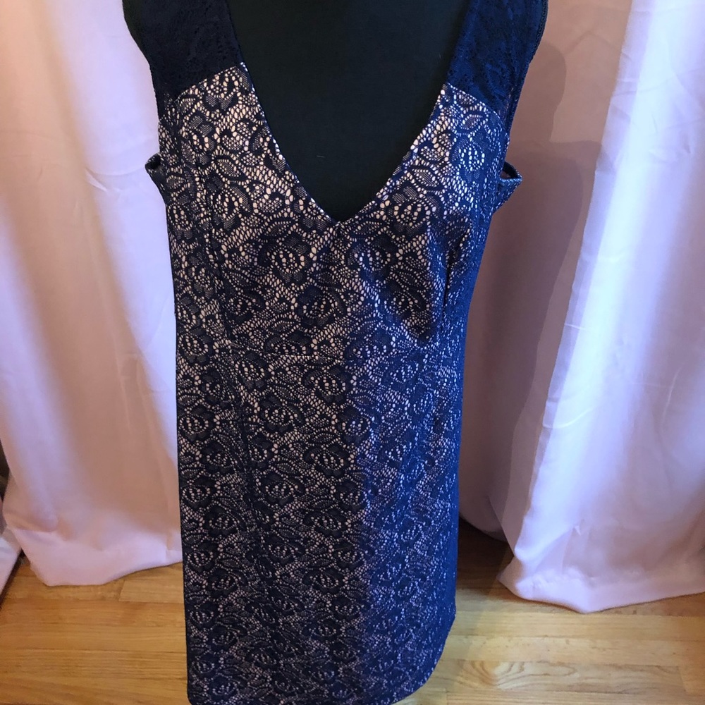 🎀🖤ALine Pink dress w/Blue Lace Overlay MATERNITY